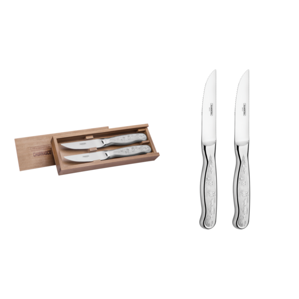 Conjunto de Facas para Churrasco Tramontina Classic em Aço Inox com Estojo Cabo com Desenhos em Alto Relevo 2 Peças - 66928656 - Image 2