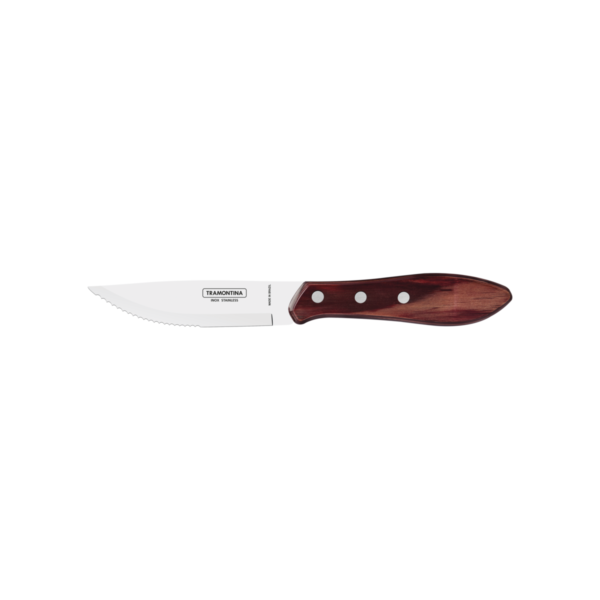 Faca para Churrasco Jumbo Tramontina com Lâmina em Aço Inox e Cabo de Madeira Polywood Vermelho 5" - 21185075