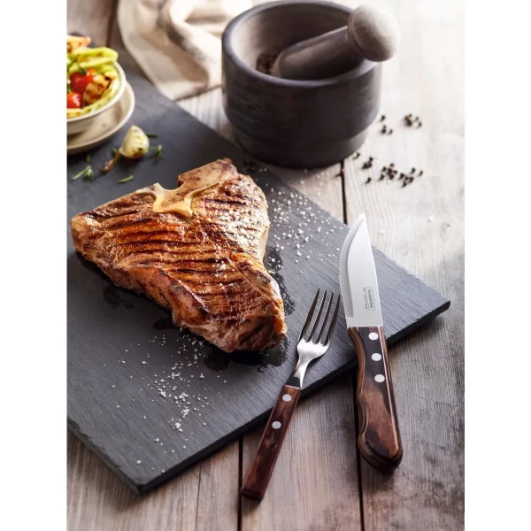 Jogo de Talheres Jumbo para Churrasco Tramontina em Aço Inox com Cabo Castanho Polywood 4 Peças - 21198908 - Image 3