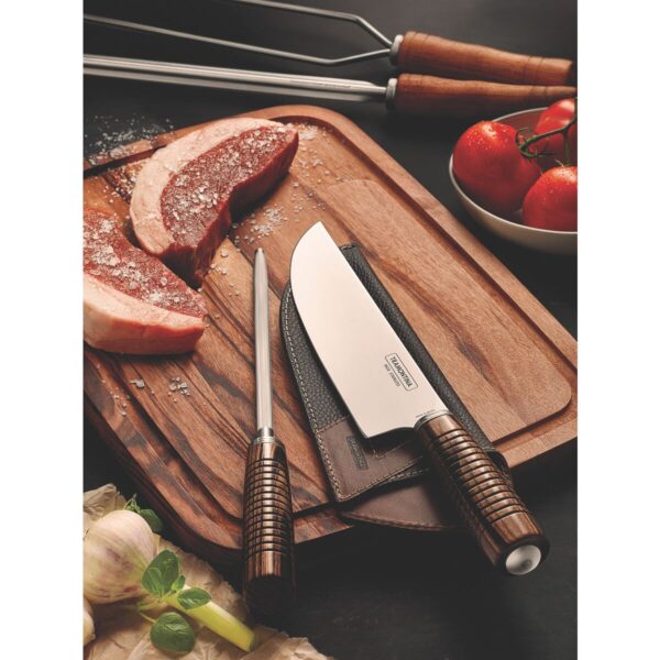 Jogo para Churrasco Tramontina em Aço Inox e Cabo Castanho Polywood com Bainha de Couro 2 Peças - 21199995 - Image 3