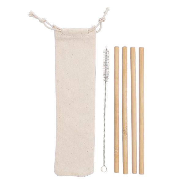 Kit Canudos de Bambu com Escova de Limpeza - 14597