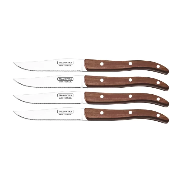 Conjunto de Facas para Churrasco Tramontina com Lâminas em Aço Inox e Cabos de Madeira Polywood Castanho com Estojo de Madeira 04 Peças - 29899517 - Image 3