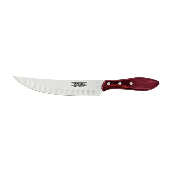 Faca para Carne Butcher Tramontina com Lâmina em Aço Inox e Cabo em Madeira Tratada Polywood Vermelho 8" - 21180178