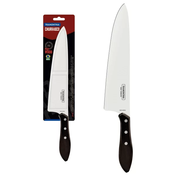 Faca para Carne Tramontina com Lâmina em Aço Inox e Cabo de Madeira Tratada Polywood Castanho 10" - 21187190