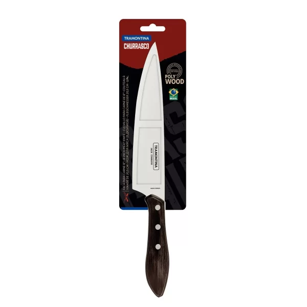 Faca para Carne Tramontina com Lâmina em Aço Inox e Cabo de Madeira Tratada Polywood Castanho 8" - 21189198 - Image 4