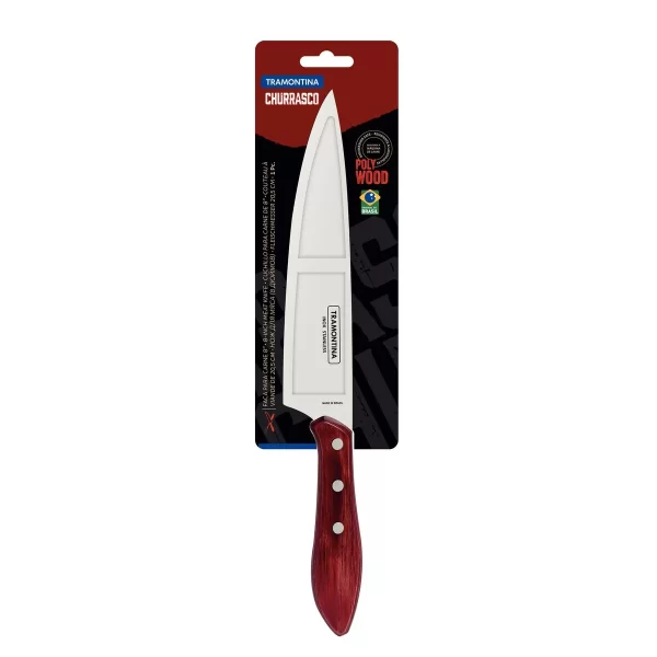 Faca para Carne Tramontina com Lâmina em Aço Inox e Cabo de Madeira Tratada Vermelho Polywood 8" - 21189178 - Image 2