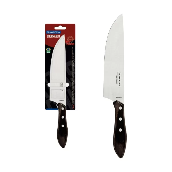 Faca para Carne Tramontina com Lâmina em Aço Inox e Cabo em Madeira Tratada Polywood Castanho 8" - 21191198