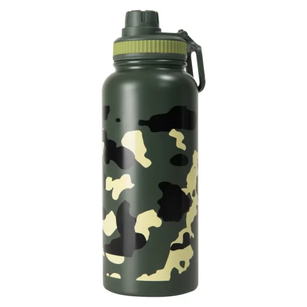 Garrafa Squeeze Térmica Com Tampa Emborrachada de 900ml - Sem Resina Camuflagem Verde - 57033