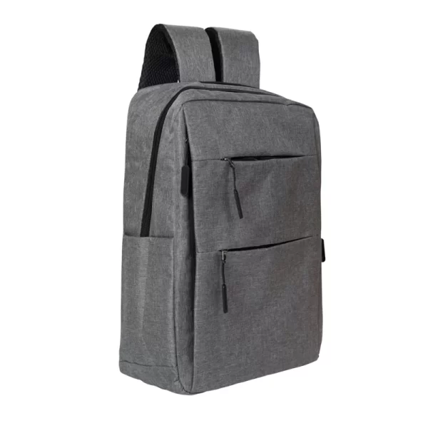 Mochila Office Cinza 2 Ziperes Frontal Saida Usb - 56457 - Image 3