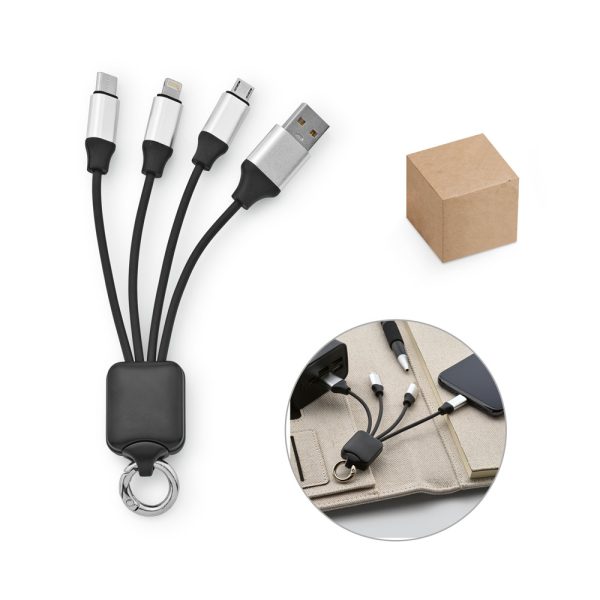 YALOW. Cabo USB de carregamento rápido 3 em 1 com corpo em PET 100% reciclado (100% rPET) - 97173