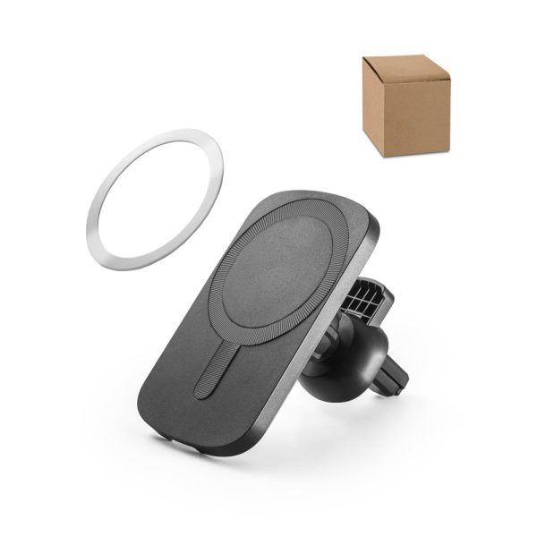 KOCH. Carregador magnético wireless em ABS (60% reciclado) e silicone com a funcionalidade de suporte para carro - 97168