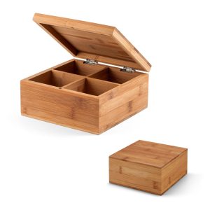 HIBISCUS. Caixa de chás em bambu com 4 compartimentos e fecho com ímã - 93978