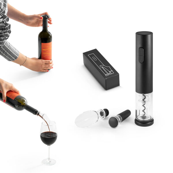 WINERY. Conjunto de saca rolhas elétrico e acessórios em ABS e TPE - 94248