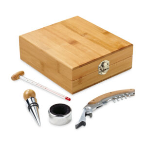 CABERNET. Conjunto para vinho em bambu e zinco - 94190