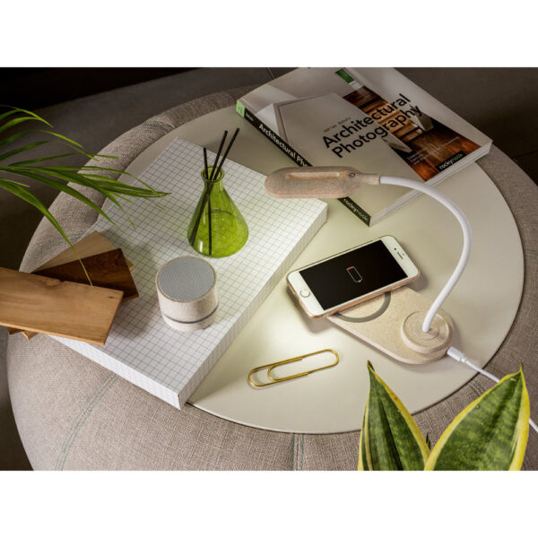 LEZZO. Luminária de mesa com carregador wireless em ABS e fibra de palha de trigo - 58517 - Imagem 3