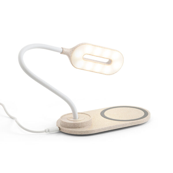 LEZZO. Luminária de mesa com carregador wireless em ABS e fibra de palha de trigo - 58517 - Imagem 5