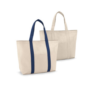 VILLE. Sacola 100% algodão canvas (280 g/m²) com bolso frontal e bolso interior - 92824