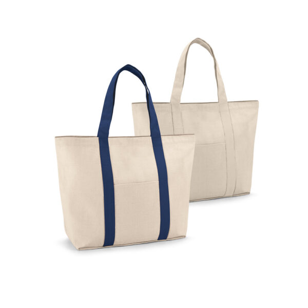 VILLE. Sacola 100% algodão canvas (280 g/m²) com bolso frontal e bolso interior - 92824