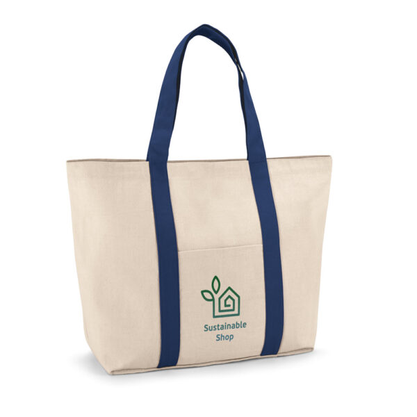 VILLE. Sacola 100% algodão canvas (280 g/m²) com bolso frontal e bolso interior - 92824 - Imagem 2
