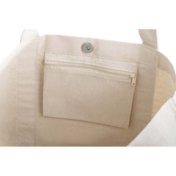 VILLE. Sacola 100% algodão canvas (280 g/m²) com bolso frontal e bolso interior - 92824 - Imagem 3