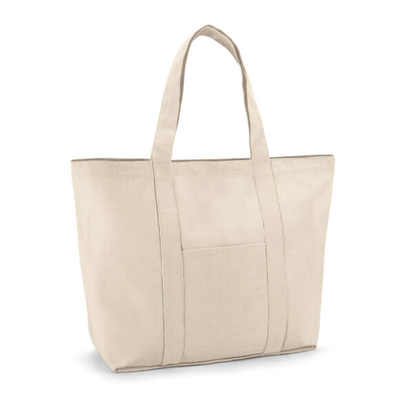 VILLE. Sacola 100% algodão canvas (280 g/m²) com bolso frontal e bolso interior - 92824 - Imagem 5