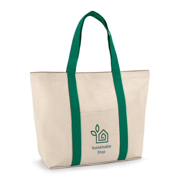 VILLE. Sacola 100% algodão canvas (280 g/m²) com bolso frontal e bolso interior - 92824 - Imagem 6