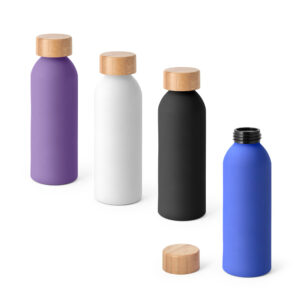 QUETA SOFT. Squeeze em alumínio com tampa em bambu 550 mL - 94256