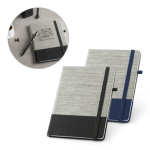 ROUSSEAU II. Caderno A5 em palha e algodão canvas com folhas pautadas - 53268