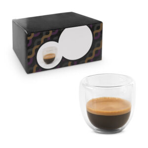 EXPRESSO. Conjunto de café em vidro isotérmico com 2 copos 75 mL - 93873