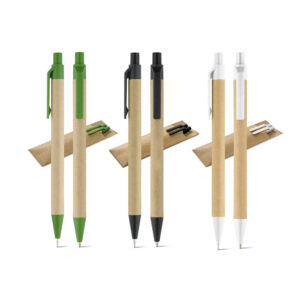 LEAF. Conjunto de esferográfica e lapiseira em papel kraft - 91846