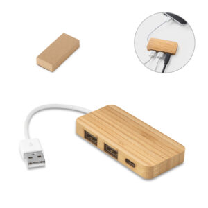 MOSER. Hub em bambu com 2 portas - 97127