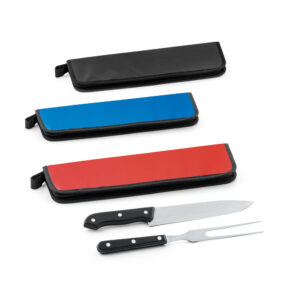 JULLEMIER. Kit churrasco em estojo em 210D em 2 utensílios em aço inox e PP - 94137