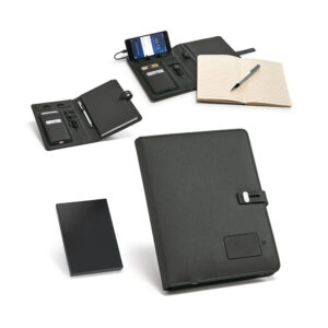 AFONSO. Pasta A5 em c. sintético com bateria portátil embutida (lítio) 4.000 mAh e páginas pautadas - 52075