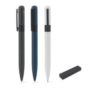 DANTAS. Esferográfica em metal 60% reciclado com design arredondado e escrita em preto - 51974