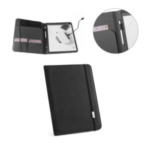 STIGGER. Pasta A4 em poliéster 100% reciclado 300D com caderno com 40 páginas pautadas - 53580