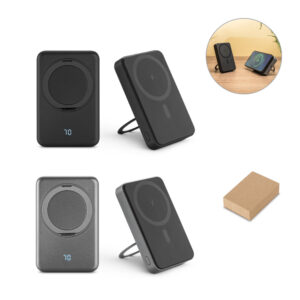 WARSHEL 10. Bateria portátil magnética em ABS 100% reciclado com suporte, carregador por indução (wireless) super-rápido 15W e capacidade de 10.000 mAh - 97143